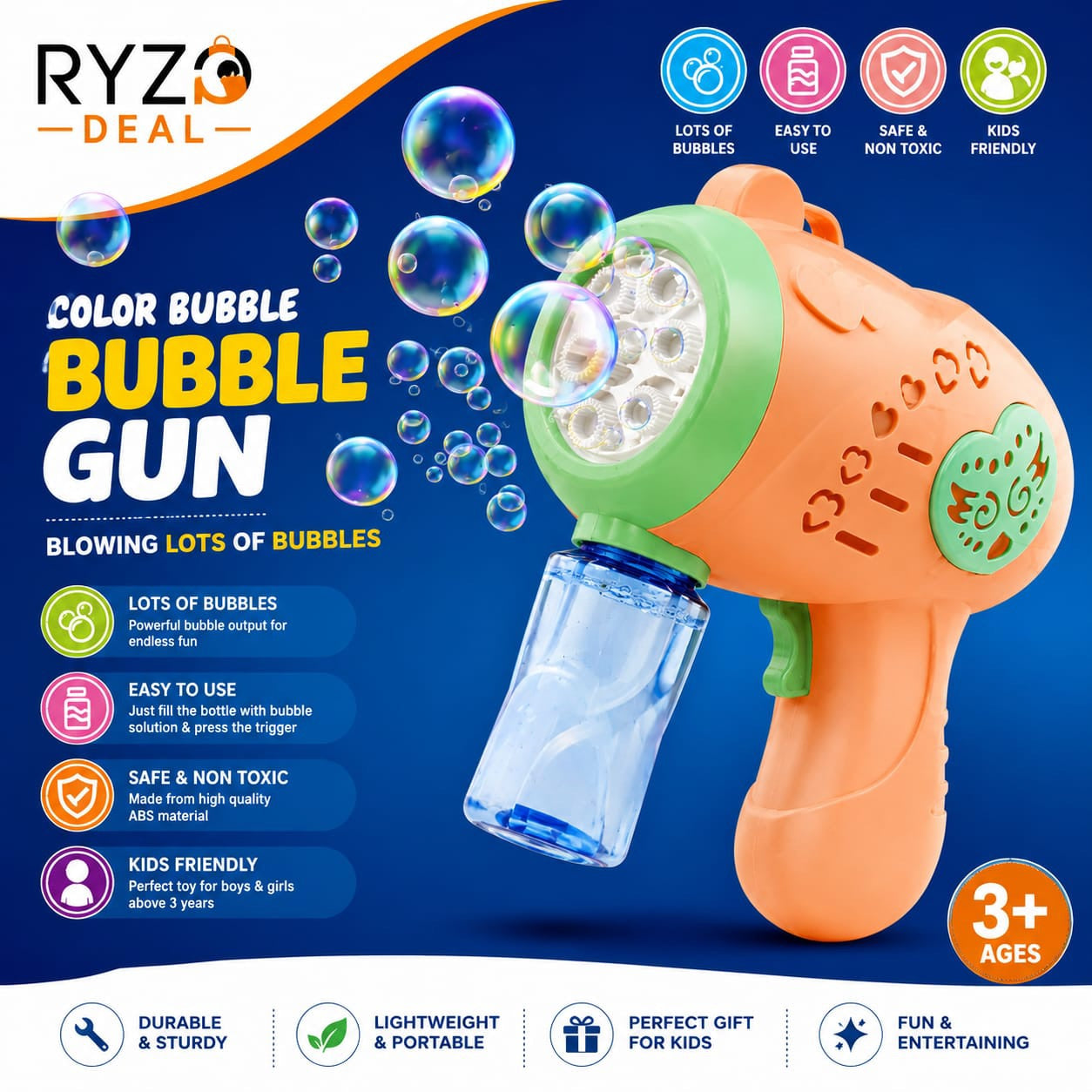 Kids Bubble Gun Toy – Automatic Bubble Maker for Outdoor Fun