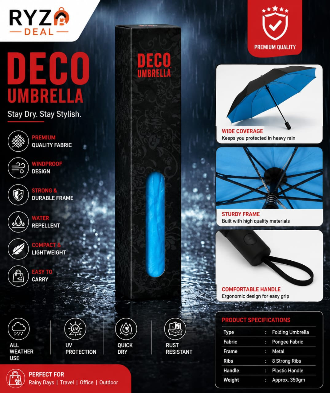 Deco Bottle Umbrella – Compact Stylish Umbrella with Bottle Case