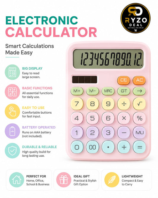 Cute Pastel Electronic Calculator – Portable Calculator for Students & Office
