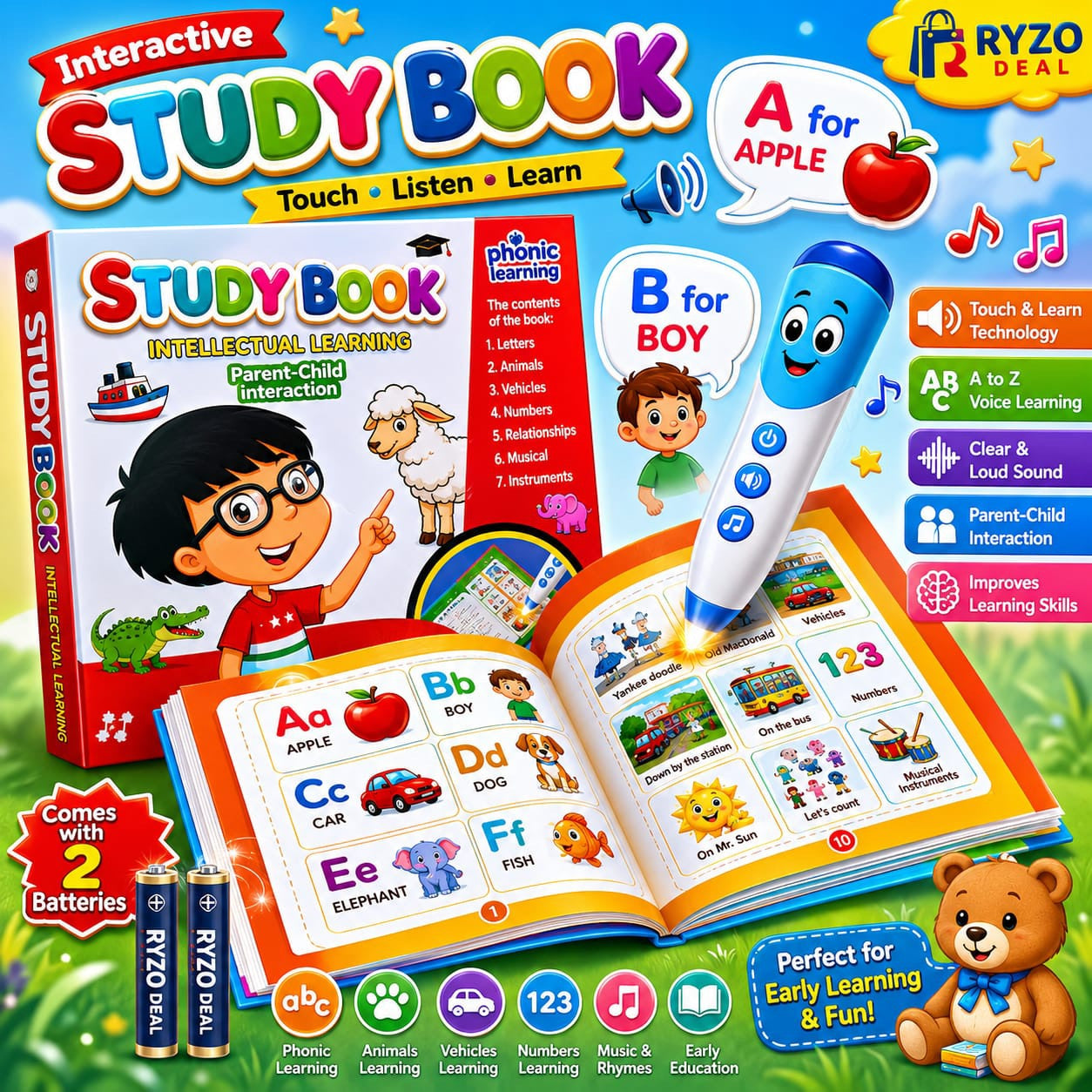 Sound Study Book for Kids – Smart Talking Learning Book with Pen