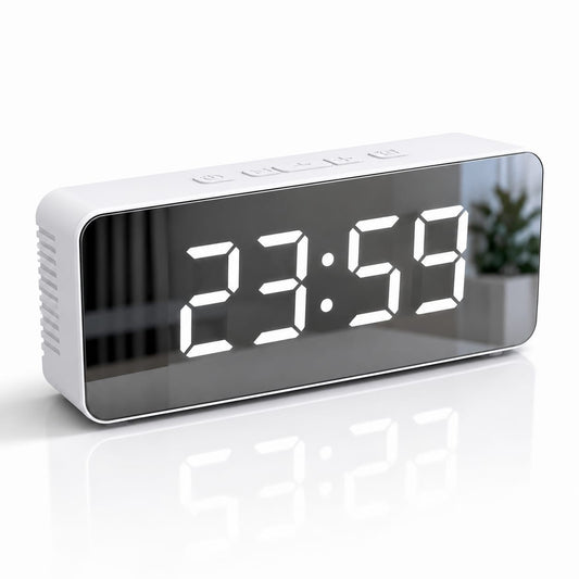 LED Mirror Digital Clock – Stylish Table Clock with Bright Display
